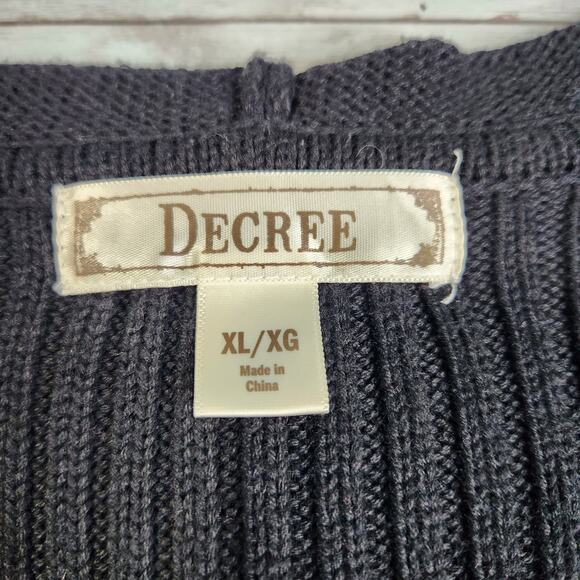 Decree Boho Waterfall Fringe Hooded Cardigan Size XL - Picture 4 of 8